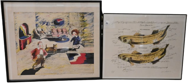 Two Large Clifford Condak (American 1930-1985) Framed Pieces