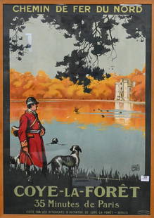 ALO Charles-Jean Hallo (French 1884-1969): ALO Charles-Jean Hallo (French 1884-1969) "Chemin De Fer Du Nord, Coye-La-For&#234;t" French travel lithograph poster Published by Cornille & Serre, Paris Signed in plate 40" x 28"
