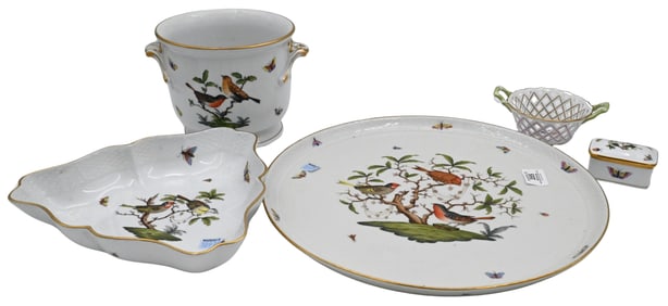 Five Piece Herend Porcelain "Rothschild Bird" Group