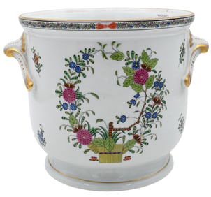 Large Herend Porcelain "Indian Basket" Cache Pot