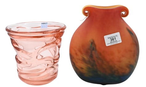 Two Charles Schneider French Art Glass Vases
