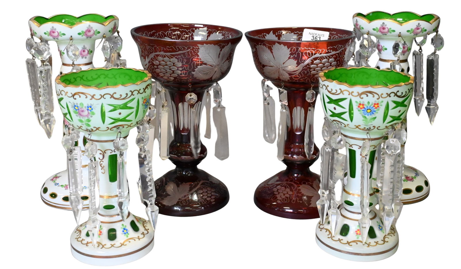 Three Pairs of Bohemian Mantle Lusters (1 of 5)