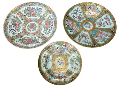 Three Chinese Rose Medallion Porcelain Platters