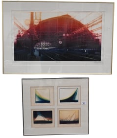 Four Framed Contemporary Aquatint Etchings