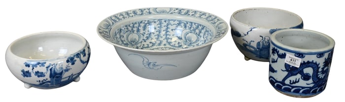 Four Chinese Blue and White Porcelain Pieces