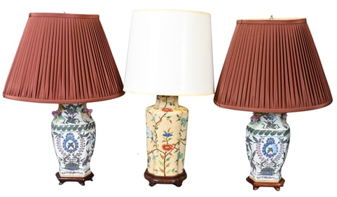 Three Chinese Porcelain Lamps