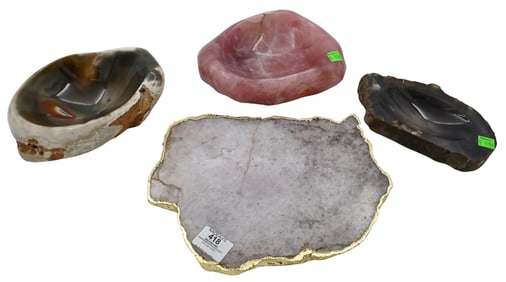 Four Piece Geode Specimen Ashtray Group