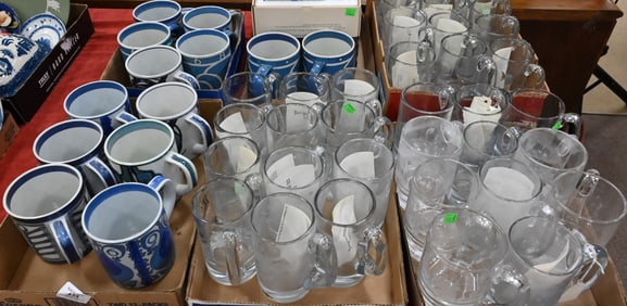 Six Box Lots of Mostly Stromberg Glass and Royal Copenhagen Ceramic Mugs