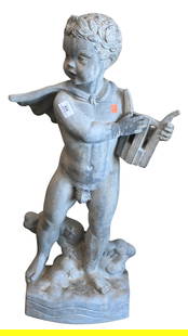 Wheeler Williams (American 1897-1972): Wheeler Williams (American 1897-1972) "Apollo" from The Childhood of Gods Series Depicting a small child holding a lyre and standing on stars and clouds Cast lead figural statue, No.33 Signed on verso