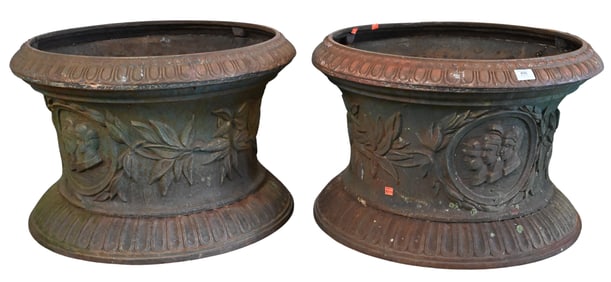 Pair of Large Polychrome Metal Planters