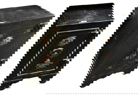 Two Piece Safe Lot: Two Piece Safe Lot to include National Safe and Lock Co. Bank Cleveland, Ohio, with Yale safe lock height 33, width 22 inches, depth 24 1/2 inches Reliable Safe & Lock Company Floor Safe height 23 inc