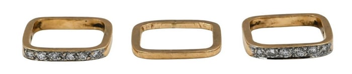 14K Yellow Gold Three Band Ring