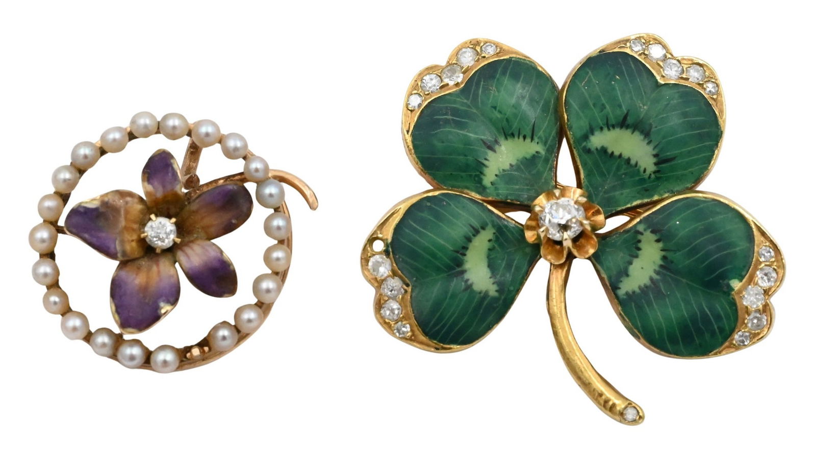 Two 14K Gold and Enamel Pendants (1 of 5)