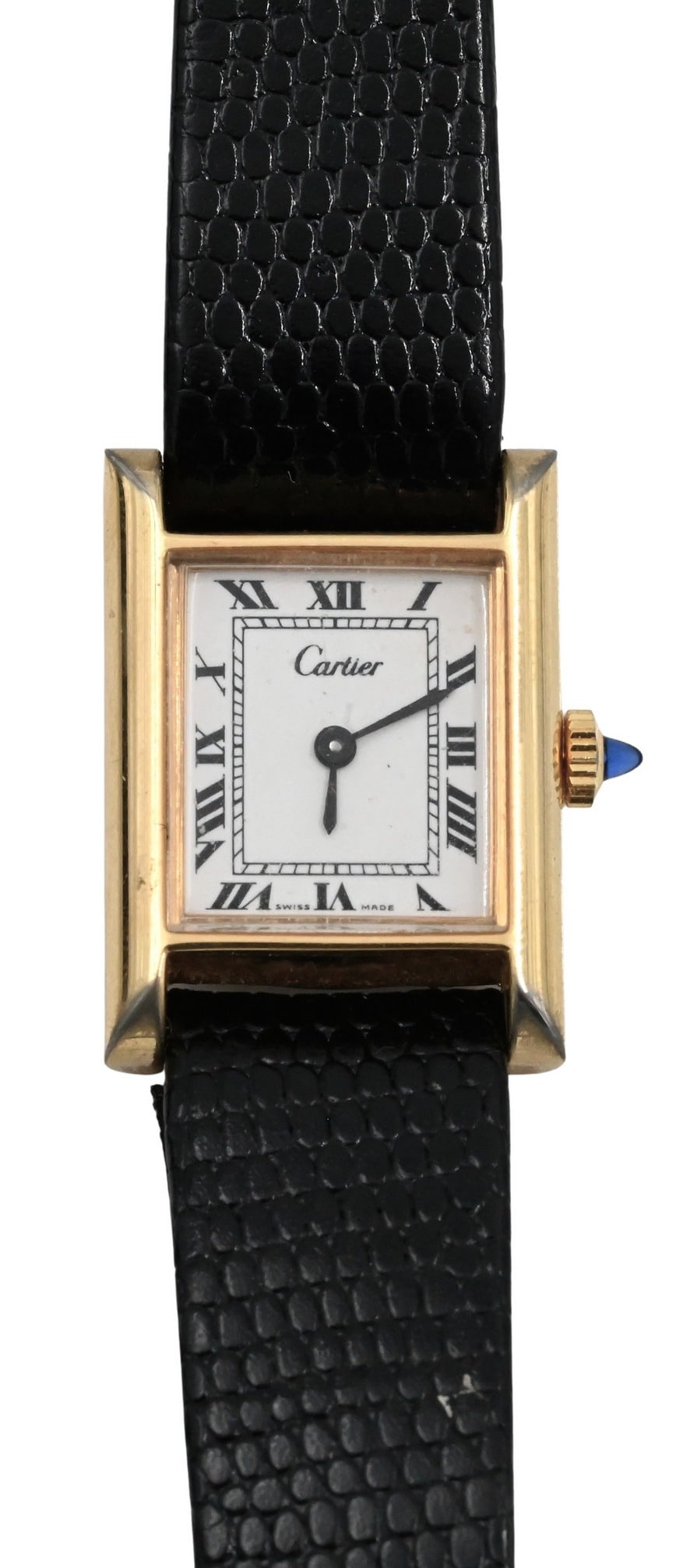 Cartier Reproduction / Style 18K Electroplated Tank Watch: Cartier Reproduction / Style 18K Electroplated Tank Watch length 7 1/2 inches