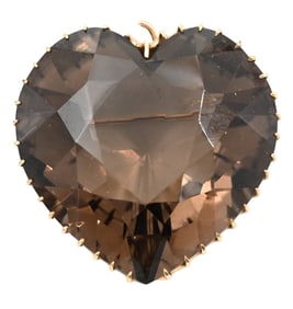 14K Yellow Gold Heart Form Pendant / Brooch
