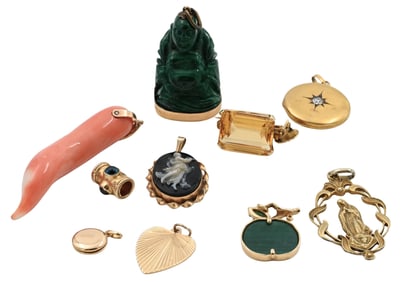 Ten 14K Gold Pendants