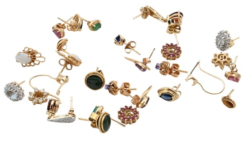 Six Pairs of 14K Gold Earrings