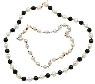 Two Piece 14K Gold and Pearl Group