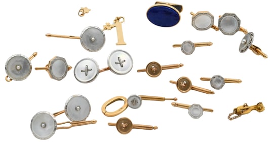 Group of 14K Gold Cufflinks and Button Studs