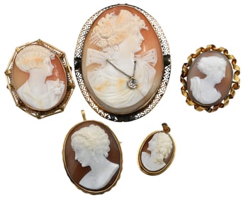 Five Gold Cameos