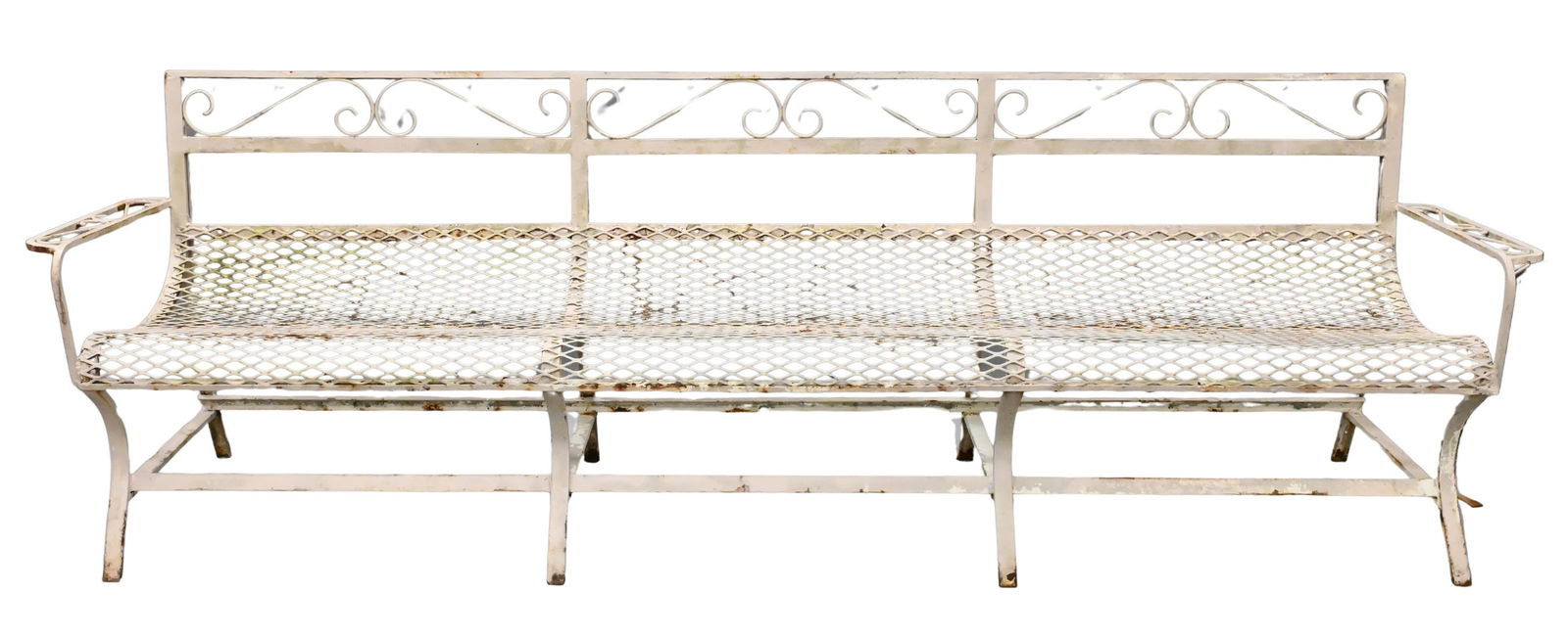 Large Mid-Century Modern Wrought Iron Outdoor Bench (1 of 4)