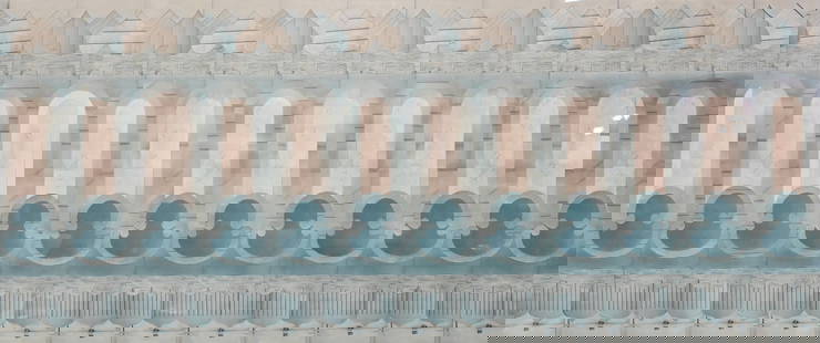 Large James Goodwill (American 20/21st Century): Large James Goodwill (American 20/21st Century) "Balustrade" railing supported by balusters Mixed media cut paper collage Signed and dated lower right James Goodwill 1986 28" x 62"