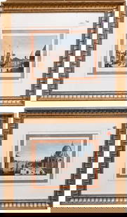 Set of Four Framed Venetian Scenes: Set of Four Framed Venetian Scenes to include "Ingresso all'Arsenale di Venezia" "Veduta della Dogana e della Chiesa Salute di Venezia" "Chiesa di St. Maria della Salute di Venezia" "Palazzo Ducale di
