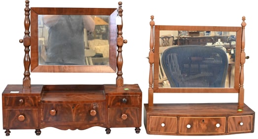 Two Federal Mahogany Shaving Mirrors
