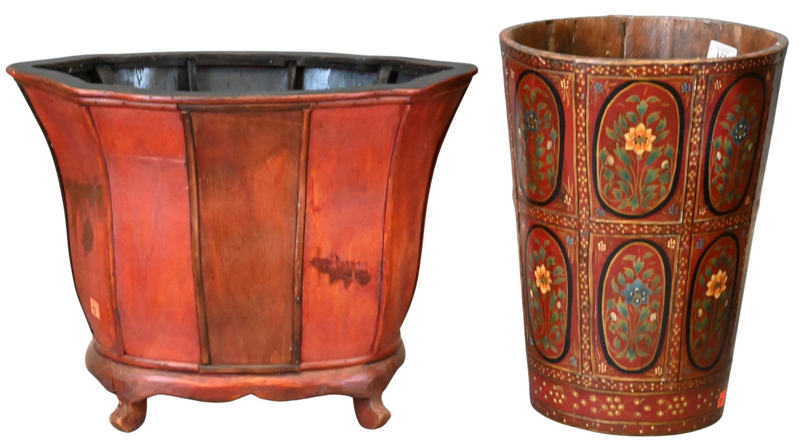 Two Polychrome Wooden Buckets (1 of 4)