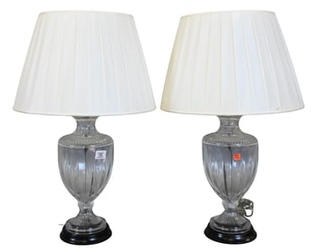 Pair of Paul Hansen Baccarat Style Crystal Table Lamps