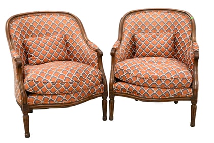 Louis XVI Style Upholstered Armchairs