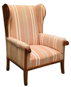 Biedermeier Upholstered Wing Chair