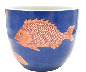 Chinese Kangxi Style Powder Blue Carp Planter