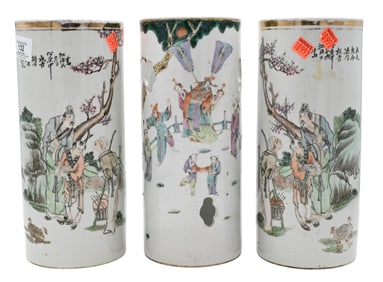 Three Chinese Porcelain Cylinder Vases