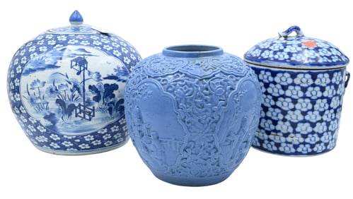 Three Chinese Blue and White Jars