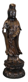 Large Chinese Inlaid Bronze Guanyin