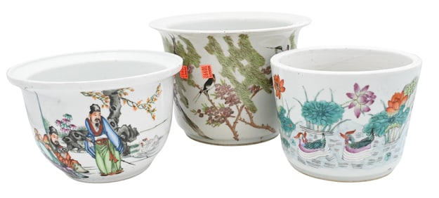 Three Chinese Porcelain Jardinieres