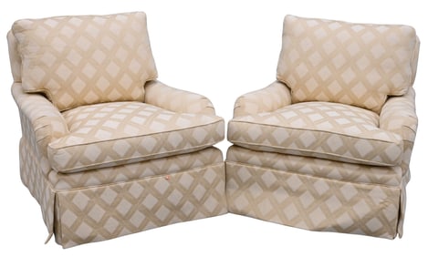Pair of Earls of High Point Custom Upholstered Club Chairs