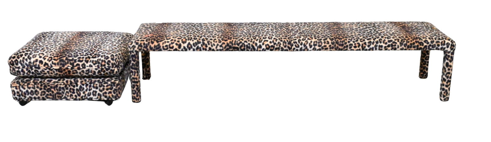 Custom Leopard Upholstered Window Bench and Ottoman (1 of 3)