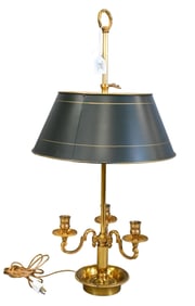 Three Light Brass Bouillotte Lamp
