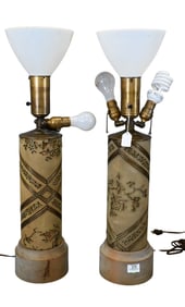 Pair of Wallpaper Printing Roll Table Lamps