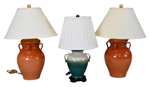Three French Confit Style Table Lamps