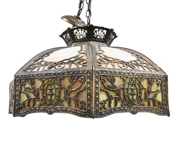Slag Glass Hanging Chandelier