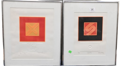 Four Framed Embossed Contemporary Etchings