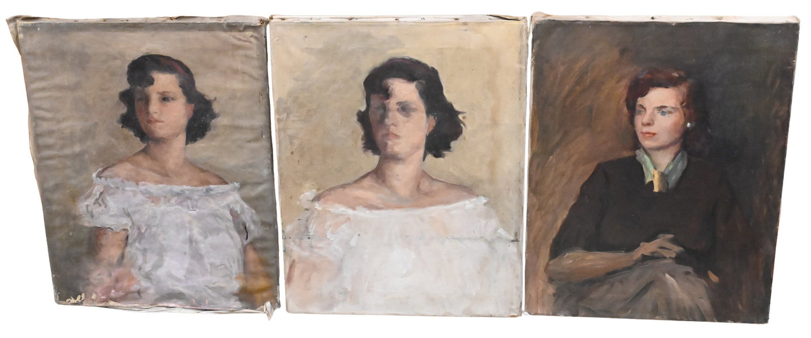 Four: Helen Savier DuMond (American 1872-1968) and Frank Vincent DuMond (American 1865-1951): Four: Helen Savier DuMond (American 1872-1968) and Frank Vincent DuMond (American 1865-1951) Portraits to include two portrait studies of the artist's daughter Elisabeth, woman in a black hat, woman i