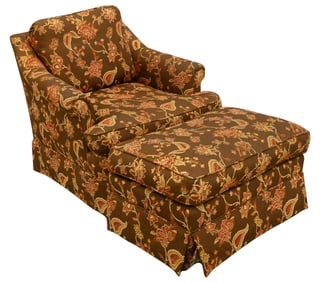 Upholstered Club Chair and Ottoman