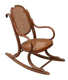 Thonet Bentwood and Caned Children's Rocking Chair