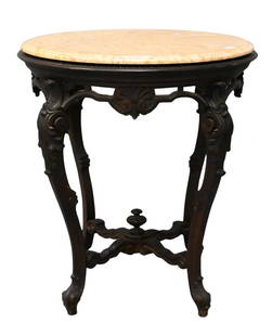 Victorian Round Center Table: Victorian Round Center Table with marble top height 32 inches, diameter 29 inches