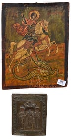 Two Religious Greek and Russian Icons