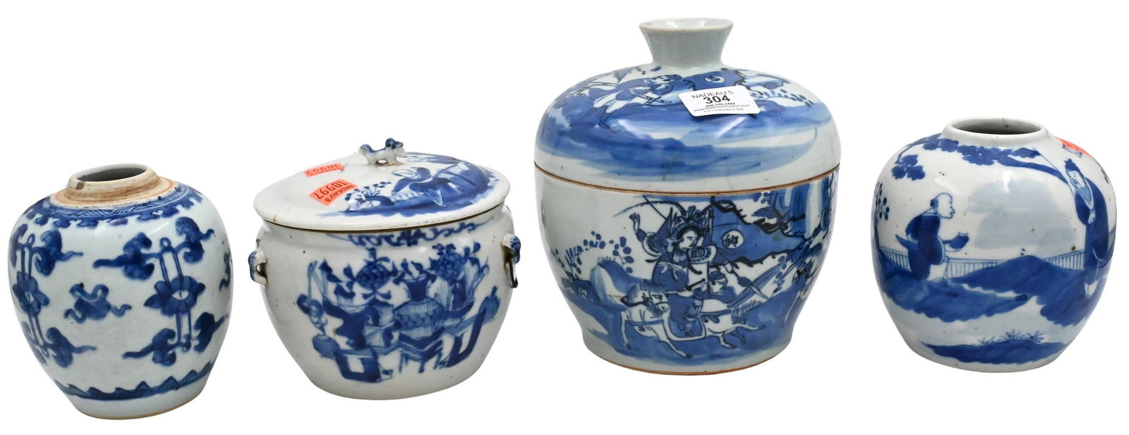 Four Chinese Blue and White Porcelain Covered Jars (1 of 7)